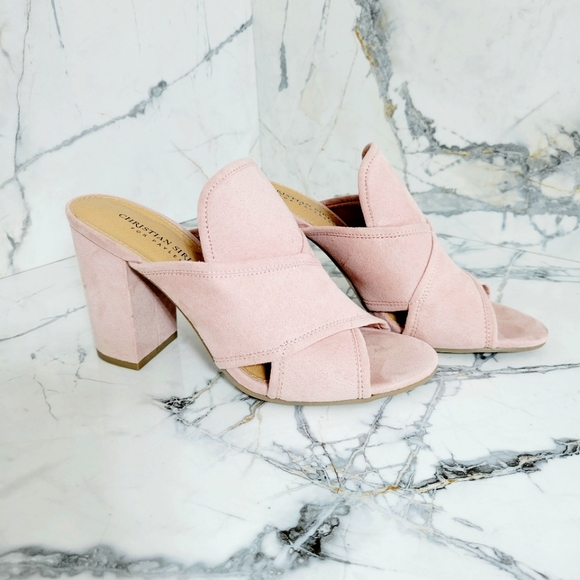 Christian Siriano Shoes - Christian Siriano Pink Suede Chunky Heeled Mule 7